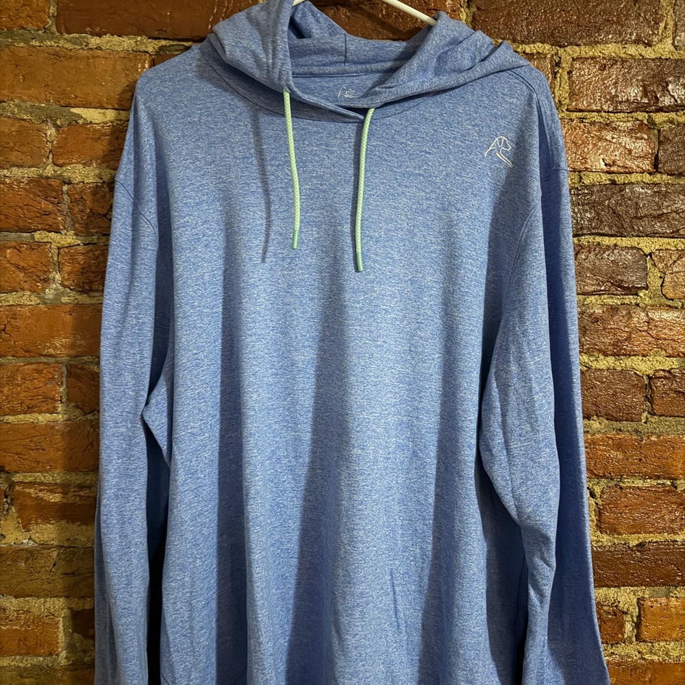 Rhoback Blue Hoodie with Green Drawstrings